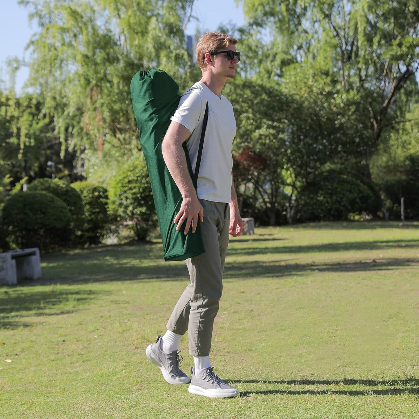 Oversized Folding Camping Chairs - 450 LBS Support Heavy Duty Camp Chair with Padded Cushion, Portable Outside Chairs with Carry Bag，Cooler, Cup Holder for Outdoor, Lawn, Sports - Green