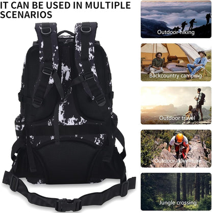 50L Military Tactical Backpack Hiking Waterproof Backpack Large Military Pack 3 Day Assault Pack Molle Bag Rucksack (Black Lightning)