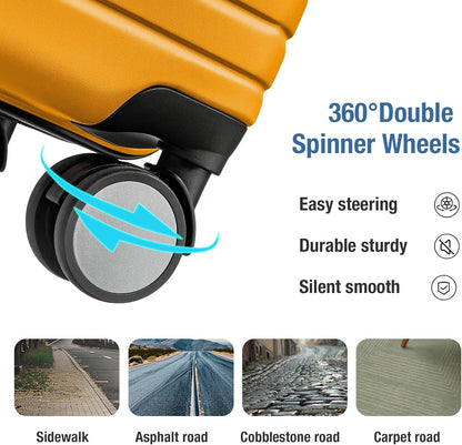 KYME Carry On Luggage 22x14x9 Airline Approved with TSA Lock Hard Shell Carry On Suitcase Lightweight Suitcases with Wheels Small Luggage for Men Women,Carry-On 20 Inch,Yellow