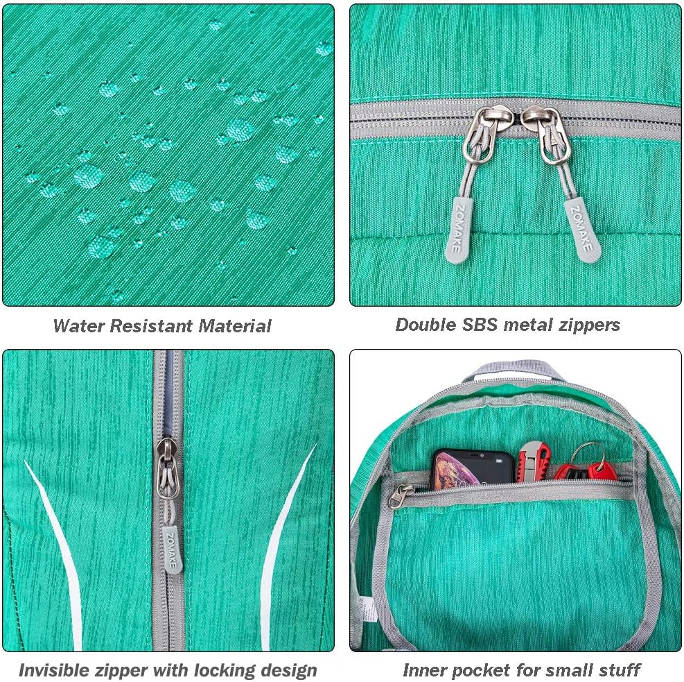 ZOMAKE 25L Ultra Lightweight Packable Backpack, Foldable Hiking Backpacks Water Resistant Small Folding Daypack for Travel(Dark Green)