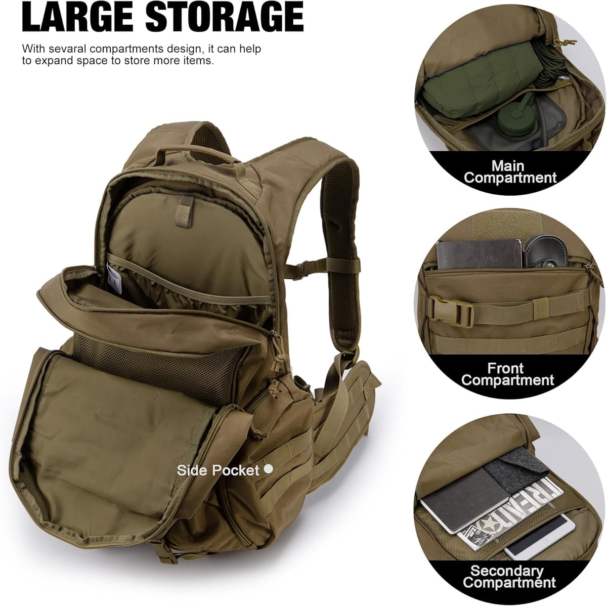 Mardingtop Tactical Molle Backpack for Men - 28L EDC Hiking & Motorcycle Backpack
