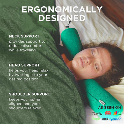 Dot&Dot Twist Memory Foam Travel Pillow for Airplanes - Travel Neck Pillow for Sleeping - Airplane Pillow for Neck Support - Adjustable, Bendable Neck Roll Pillow