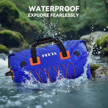 HEETA Waterproof Duffel Bag Motorcycle Dry Bag Backpack, 60L/80L Extra Large Rolltop Travel Duffle Bags with Straps & Handles for Kayaking Rafting Boating Canoeing Camping Gym Beach Cruise Ship