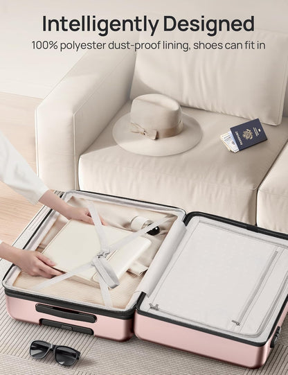 Carry on Luggage 22 X 14 X 9 Airline Approved, 20 Inch Luggage for 3-5 Days Travel, Double Spinner Wheels, 100% Hardshell PC, TSA Lock (00-Pink (Expandable), Carry-On 20-Inch)