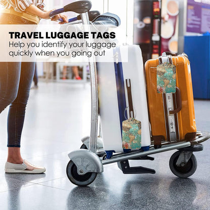 2 Pack Travel Luggage Tags for Suitcases Women Men Kids, Bag Tags for Leather Luggage with Waterproof Suitcase Tags Privacy Cover Name ID Label Steel Loop for Travel Bag Suitcase