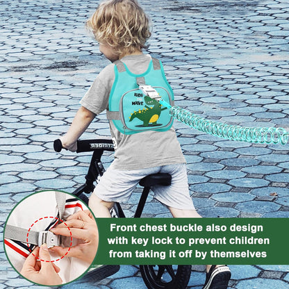 Accmor Toddler Harness Leash+ Anti Lost Wrist Link, Cute Dinosaur Kids Harness with Leash, Collapsible Child Leash Baby Walking Harness Wristband Assistant Strap Belt for Boys Girls to Outdoor Travel
