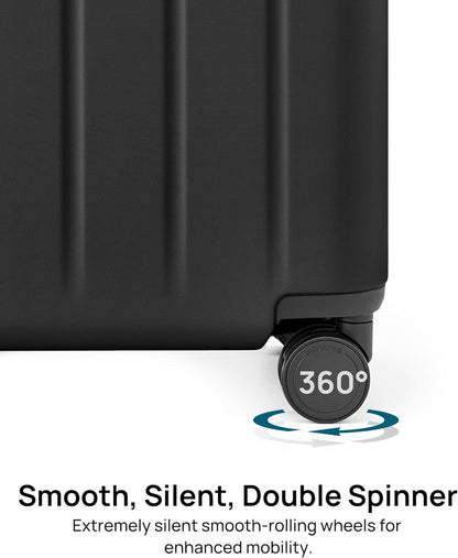 Carry On Suitcase, 20 Inch Carry-On Luggage with Double Spinner Wheels, Dry Wet Separate Design, PC Hard Case Suitcase, Lightweight Travel Luggage, TSA Approved (Black, Danube)