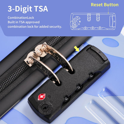 Merax Luggage Sets 3 Piece, Hardside Suitcase Set with Spinner Wheels, Lightweight Printing Luggage Carry on,20+24+28 IN,Blue