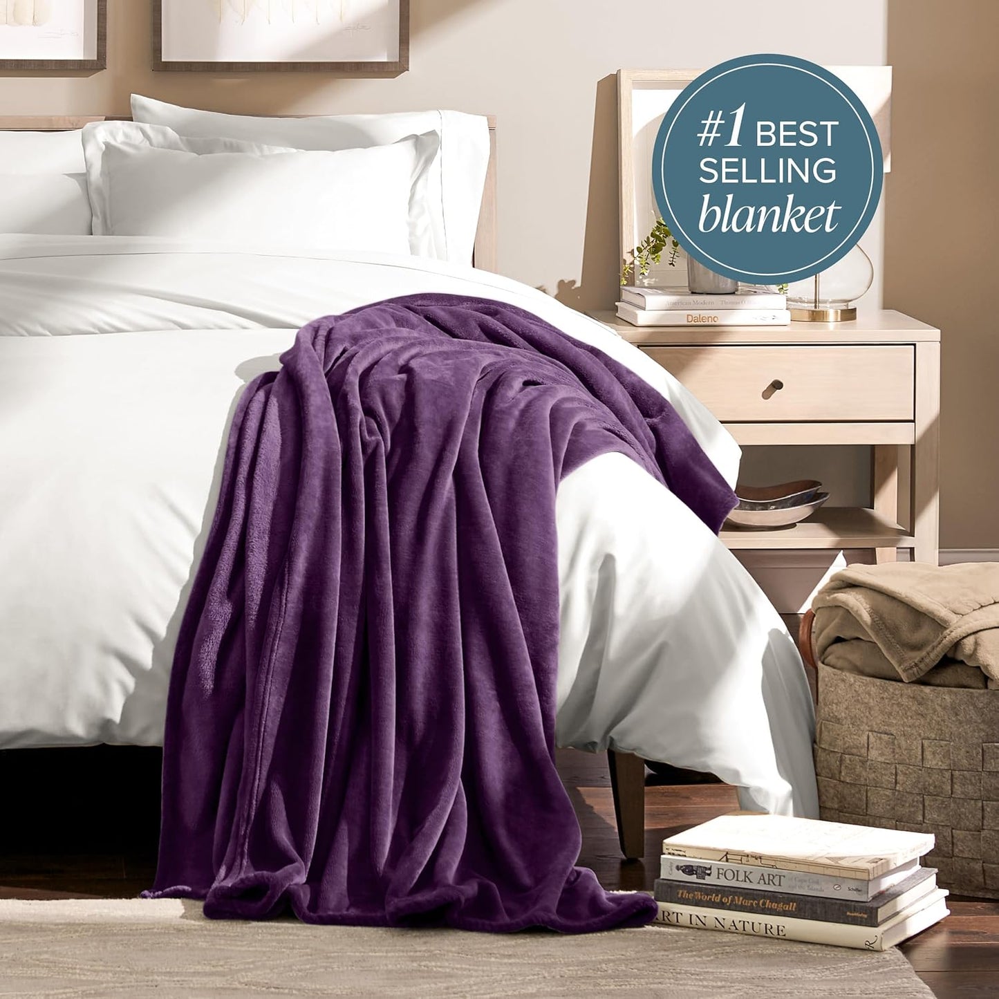Bare Home Fleece Blanket - Full/Queen - Ultra-Soft Lightweight for Bed, Sofa, and Couch - Luxury Microplush - Cozy Warm Blanket (Full/Queen, Plum)