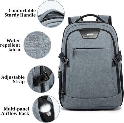 DUSLANG Travel Work Laptop Backpack With USB Charging Port Fits 15.6 15 14 13 Inch Laptop and Notebook Business Anti Theft College Computer Bag Back Pack for Women Men - Dark grey