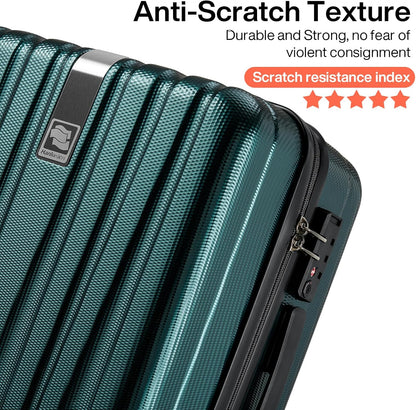 Hanke Luggage Sets 2 piece Carry On Luggage with Wheels PC Hard Shell Suitcases Lightweight Travel Luggage Travel Suitcase Woman Men 20/29 Inch (Blackish Green)