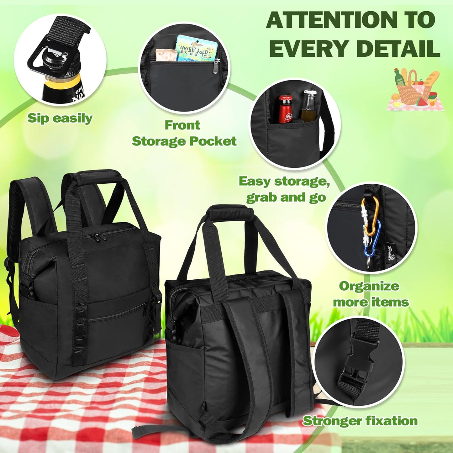 Tirrinia Cooler Backpack Waterproof Insulated for Men & Women,36 Cans Soft Leakproof Cooler Backpack, Portable Cooler for Camping, Beach, Fishing, Picnic, Travel, Outdoor