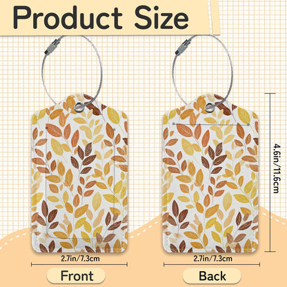 Hello Fall Luggage Tag for Suitcase,Autumn Leaves Design with Privacy Flap Name ID Label Metal Loop, 3 Pack