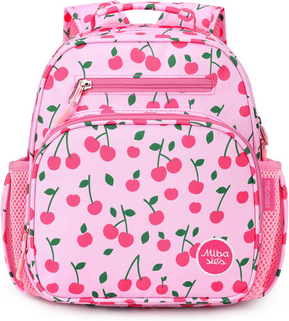 mibasies Toddler Backpack for Girls 2-4: Cute Kids Backpacks for Girls - Preschool Kindergarten Backpack - Cherry Pink