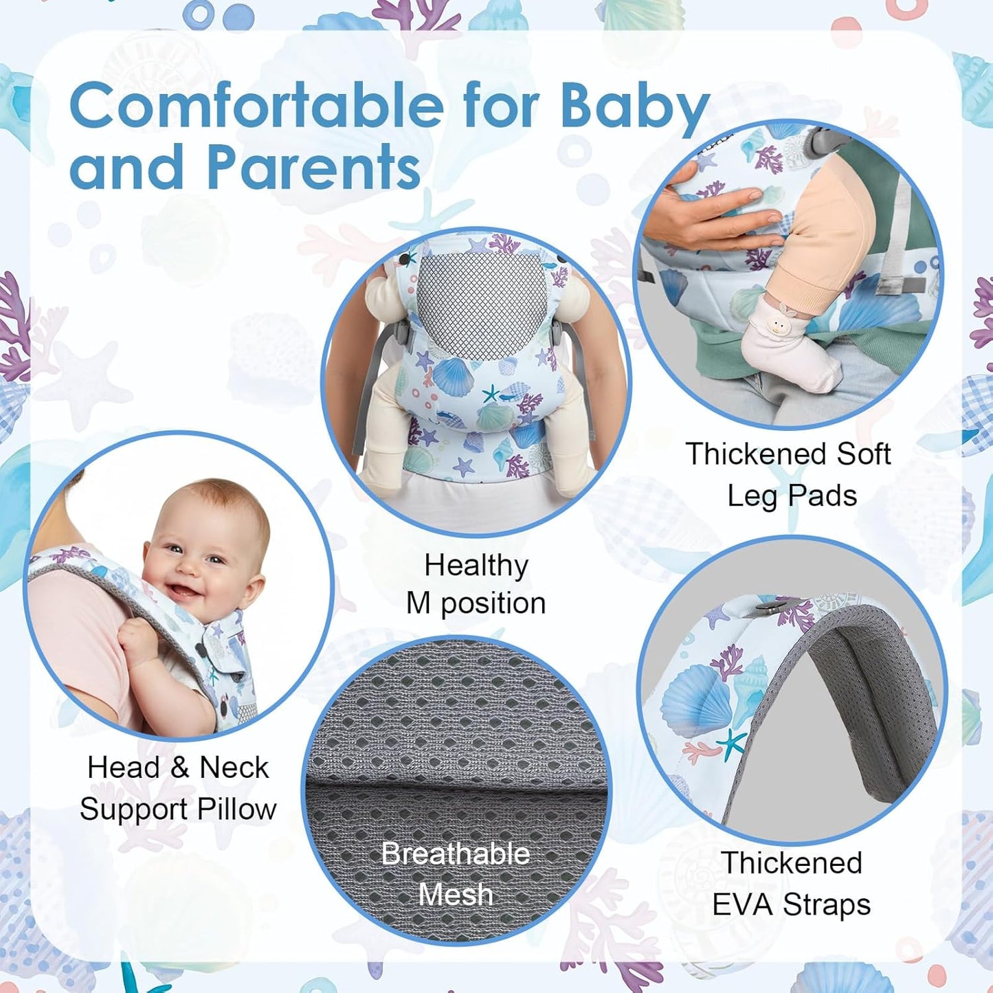 Newborn Baby Front Carrier Backpack, Toddler Baby Body Carrier, 7-66 Lbs Ergonomic Design, Lumbar Support, Lightweight