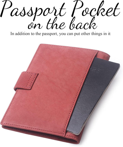 Genuine Leather Passport Case, RFID Passport Cover with Credit Card Holder for Women and Men Family ID Travel