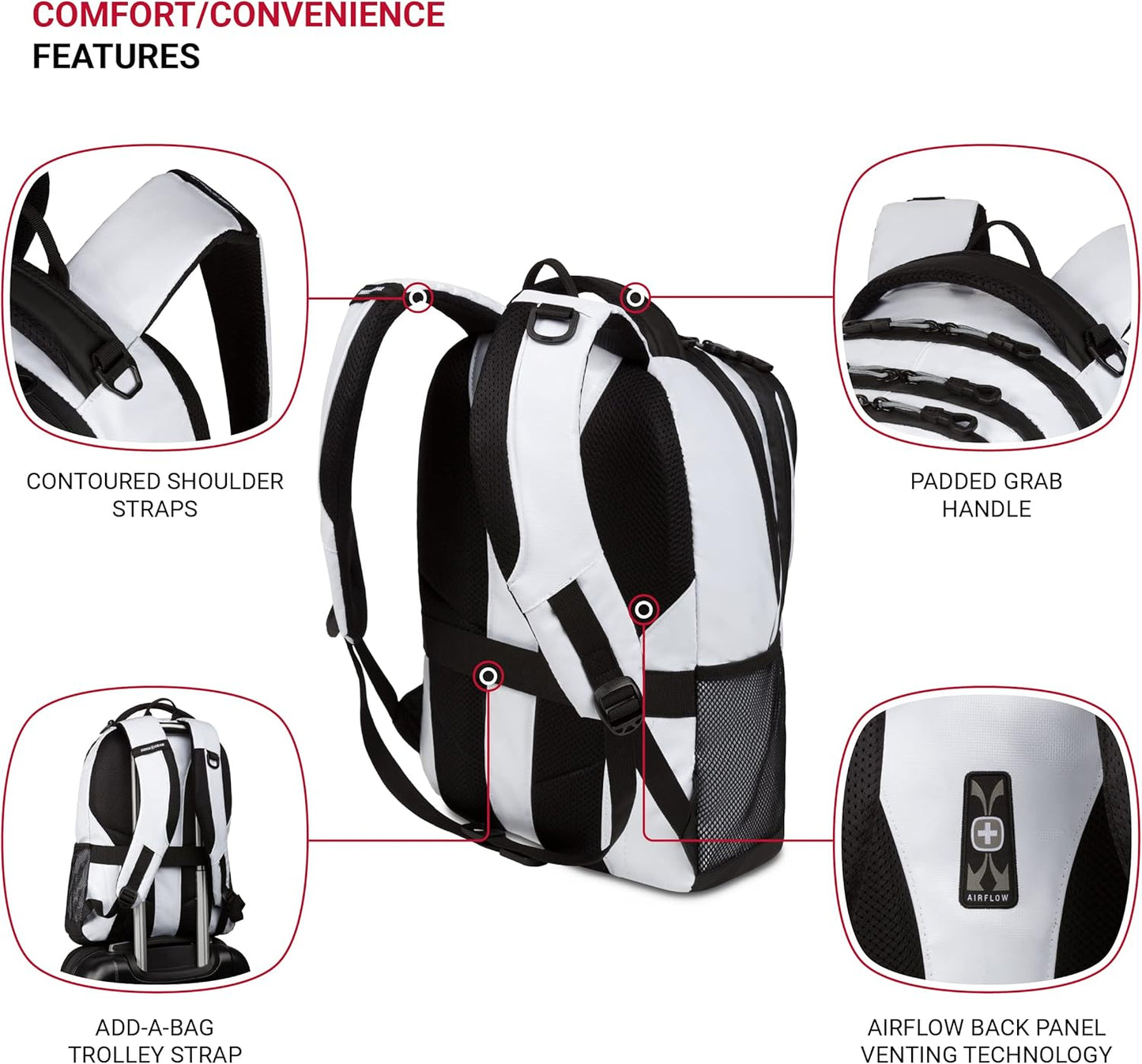 SwissGear Cecil 5505 Laptop Backpack, White, 18-Inch