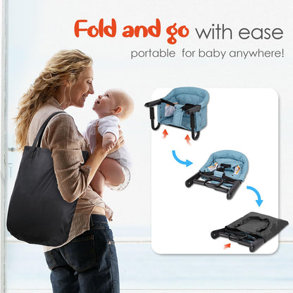 Hook On High Chair - Portable & Foldable for Babies 6-36 Months, Family & Travel Use with Carry Bag(Sky Blue)