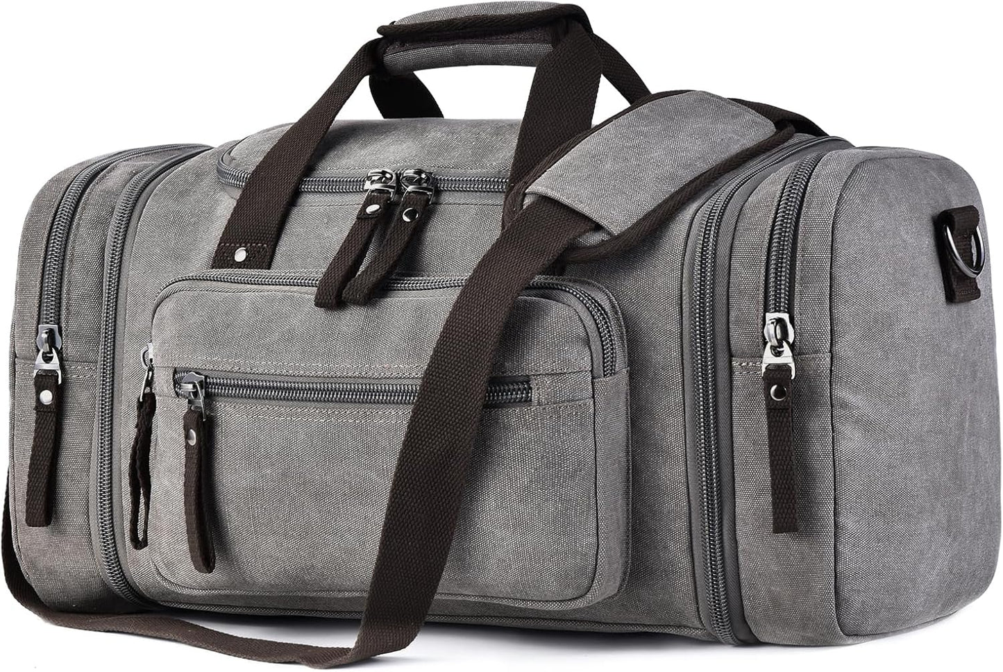Felipe Varela Duffle Bag for Men, Expandable Canvas Duffel Bag for Travel, Mens Carry On Luggage Bags Traveling Weekender Gym Overnight Bags for Airplanes, Grey