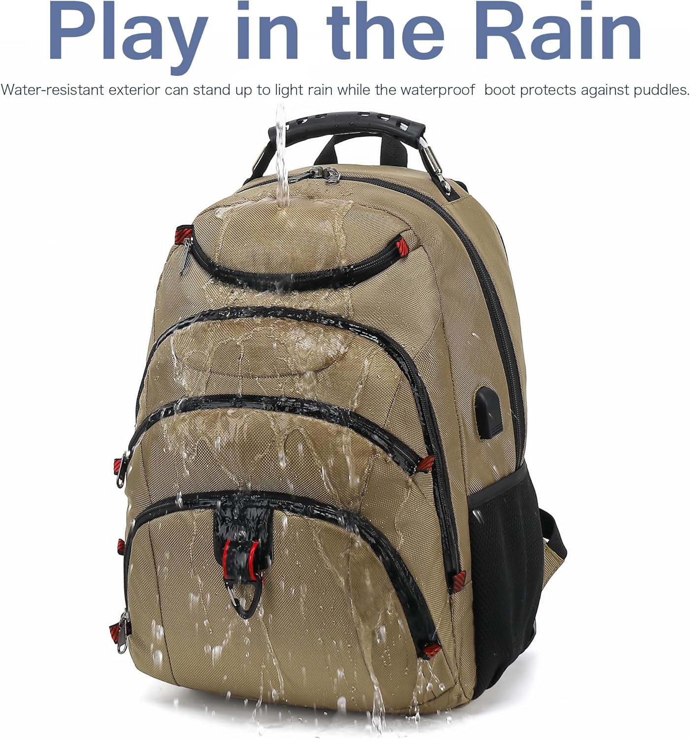 Boavan Laptop Backpack for men, 15.6 inch Laptop Bag with USB Port, Waterproof Travel Work Backpack Purse, Anti-Theft Teacher Nurse Doctor Casual Bookbags Office Business backpack，Khaki