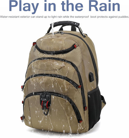 Boavan Laptop Backpack for men, 15.6 inch Laptop Bag with USB Port, Waterproof Travel Work Backpack Purse, Anti-Theft Teacher Nurse Doctor Casual Bookbags Office Business backpack，Khaki