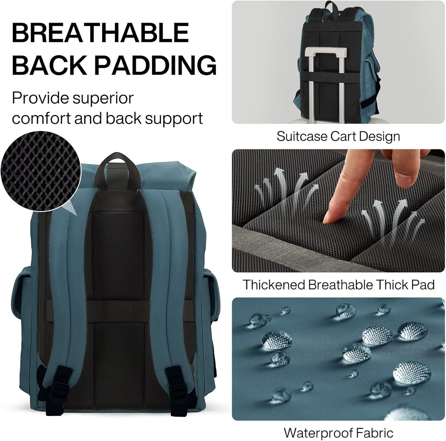 mixi Travel Laptop Backpack for Women & Men Carry On Backpack fits 16'' Laptop, Waterproof Lightweight Casual Weekender Bags Rucksack,17 Inch, Abyssal Green