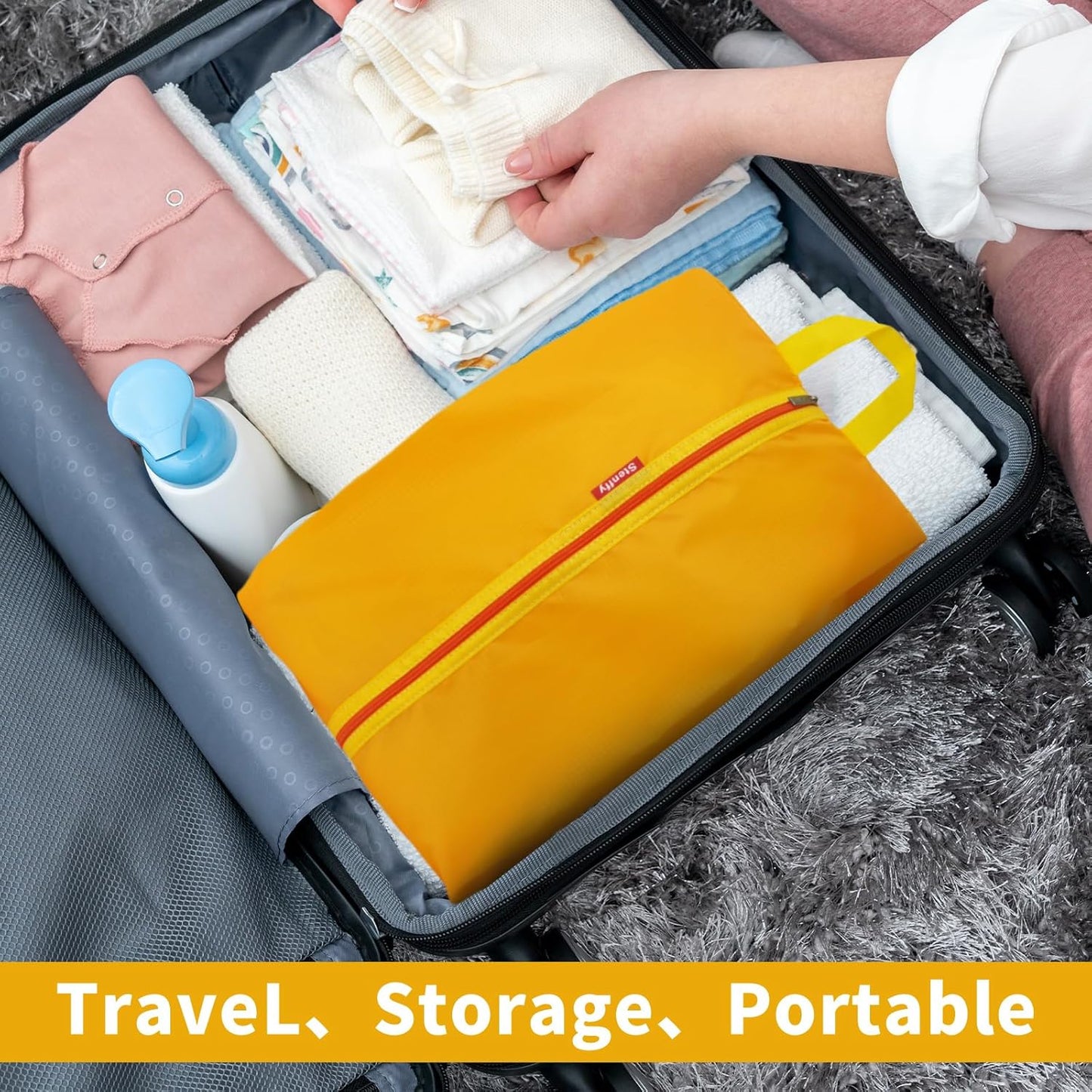 6pcs Portable Shoe Organizer, Travel Pouches with Zipper, Golf Shoe Bags, Clothes Bags, Soccer Cleats Bag Shoe Pouch for Gym, Waterproof, Odor-Resistant (Orange)