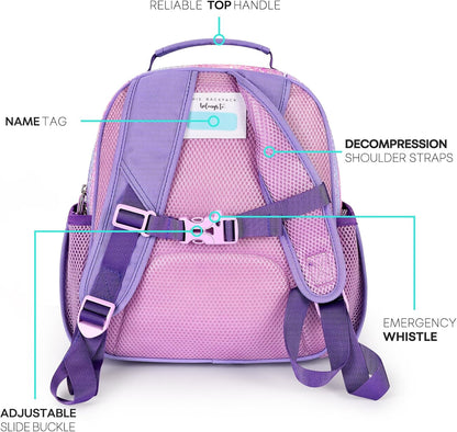 mibasies Toddler Backpack for Girls 2-4: Glitter Kids Backpacks for Girls - Preschool Kindergarten Backpack - Purple