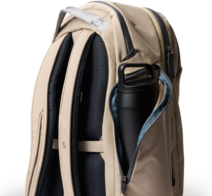 Bellroy Transit Travel Pack Pro (30–38 liter travel backpack, laptop sleeve, RFID protection zip bottle pocket) - Stone