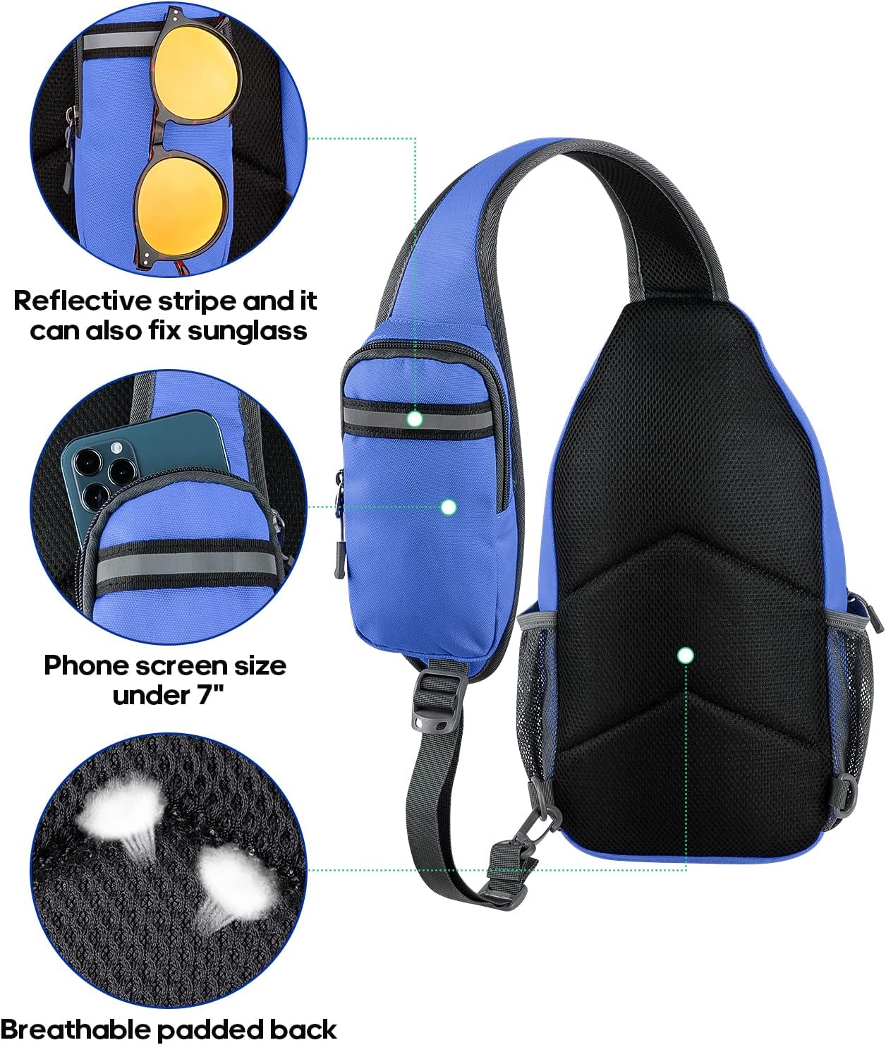 WATERFLY Crossbody Sling Backpack Sling Bag Travel Hiking Chest Bag Daypack