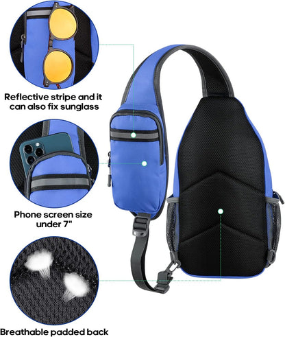 WATERFLY Crossbody Sling Backpack Sling Bag Travel Hiking Chest Bag Daypack