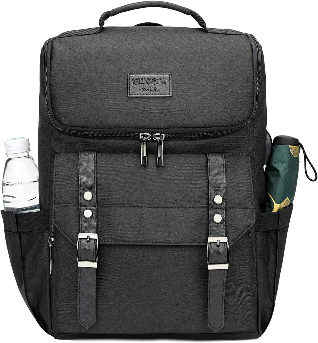 YALUNDISI Vintage Backpack Travel Laptop Backpack with usb Charging Port for Women & Men College Backpack Fits 15.6 Inch Laptop Black