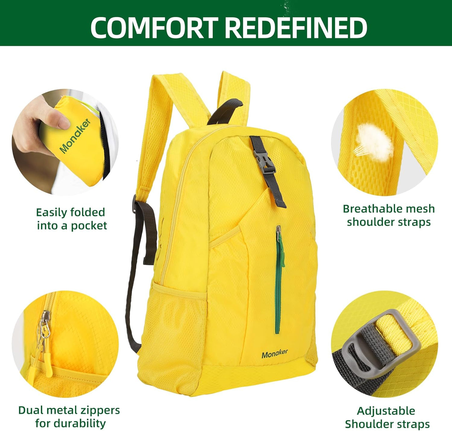 Ultralight 20L Foldable Backpack, Multi-Pocket Design, Compact to Palm-Sized, Ideal for Hiking, Travel & Daily Use