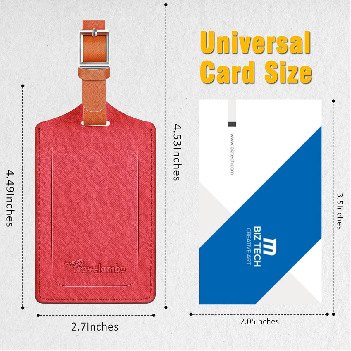 Travelambo Luggage Tags for Suitcases Faux Leather Privacy Protection 2 Pack Bag Tags Travel Accessories Essential, Cross Red