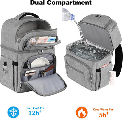 Cooler Backpack,Insulated Backpack Cooler Leakproof Double Deck Cooler Bag for Men Women RFID Lunch Backpack