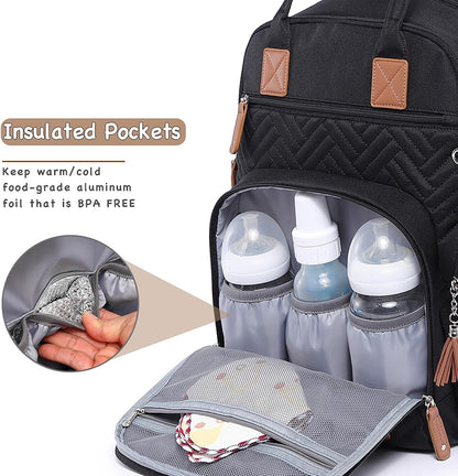 iniuniu Diaper Bag Backpack, 4 in 1 kit Large Unisex Baby Bags for Boys Girls, Waterproof Travel Back Pack with Diaper Pouch