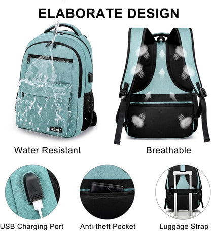 School Backpack for Teen Girls & College Students - 15.6 Inch Laptop Backpack with USB Charging Port, Ergonomic Anti-Theft Design for University, High School, Work, Teal