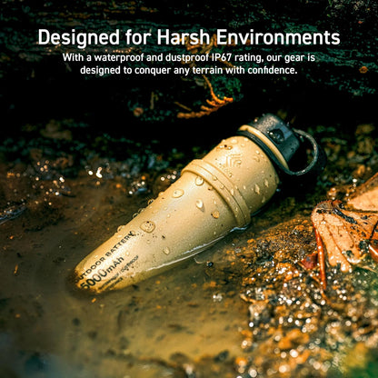 ELECOM NESTOUT Portable Charger, 5000mAh Outdoor Battery Power Bank, 15W USB-C Fast Charging, Waterproof IP67, Durable Shockproof, Battery Pack for Phone Tablet Hiking Travel Camping (Beige, 5000mAh)