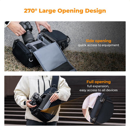 K&F Concept Camera Sling Bag Crossbody Bag Camera Shoulder Backpack DSLR/SLR/Mirrorless Photography Bags Compatible with Canon/Nikon/Sony/Fuji/Gopro/DJI