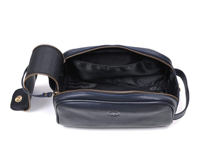 10" Premium Leather Toiletry Travel Pouch With Waterproof Lining | King-Size Handcrafted Vintage Dopp - Kit Gift for Father's Day By Aaron Leather Goods