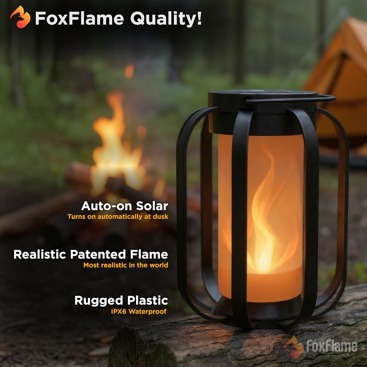Modern Solar Lanterns Outdoor Waterproof - Patented Flickering LED Flame Effect, IP65 Waterproof, Matte Black Finish, Hanging Solar Lights for Outside for Patio, Garden, Porch, Outdoor Decor (1 Pack)