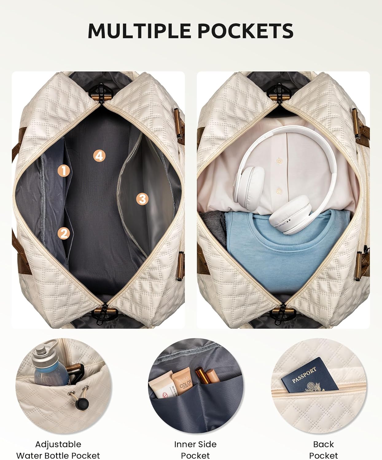 Gifts for Friends-Initial Duffle Bag with Shoe Compartment, Personalized Weekender Bag, Monogram Overnight Bag, Travel Bag with Makeup Bag，Birthday Gifts Bag for Daughter Sister (Letter I)