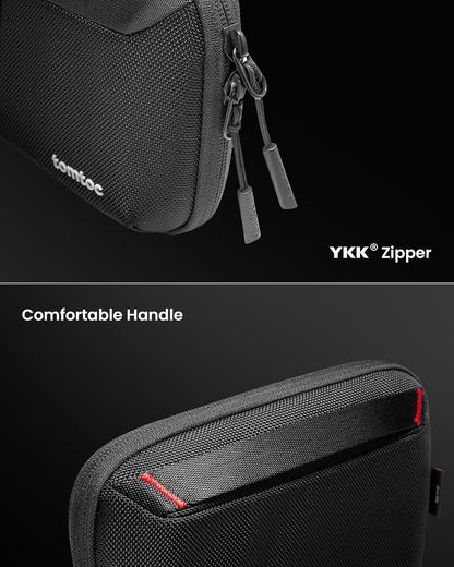 tomtoc Travel Cable Organizer Pouch, Electronics Accessories Organizer Portable Waterproof Double Accessories Carry Case for Cord, Charger, Cables, USB Drive, Black