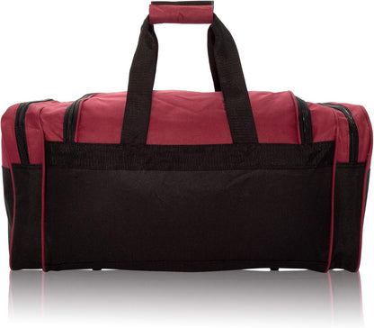 DALIX 21" Blank Sports Duffle Bag Gym Bag Travel Duffel with Adjustable Strap in Maroon