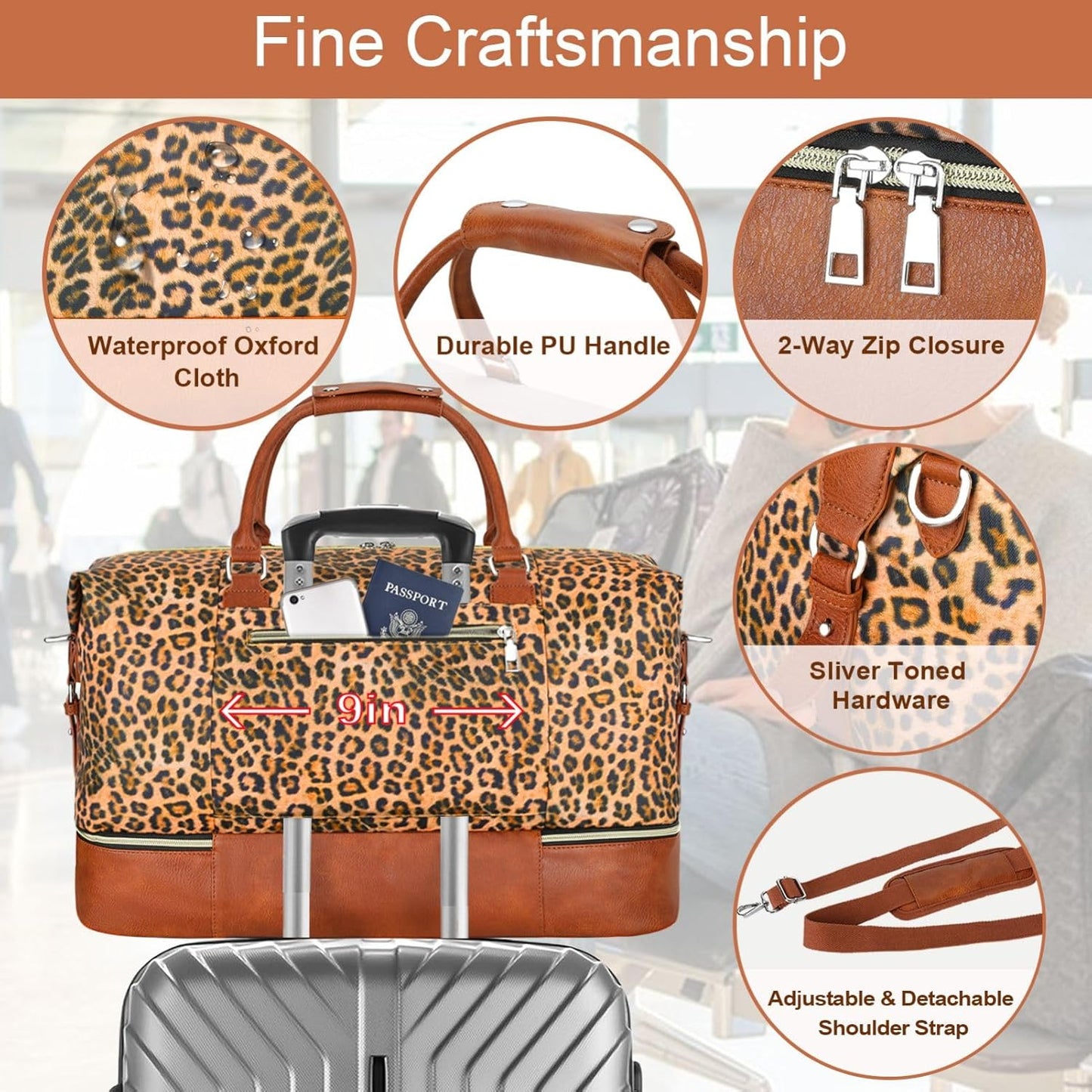 Weekender Bag for Women, Travel Duffel Bag Carry On Overnight Bag with Shoe Compartment Large Nylon Travel Weekend Tote Bag