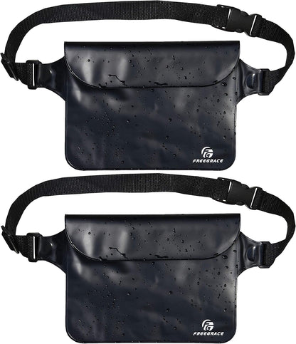 Freegrace Waterproof Pouches with Waist Strap / Pouch Case Bundle Set- Keep Your Phone & Valuables Dry and Safe - Waterproof Dry Bags for Boating Swimming Snorkeling Kayaking Beach Water Parks Pool