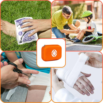 276PCS Mini Car First Aid Kit Travel Size for Business Trips, Compact First Aid Emergencies Kit Supplies for Rv Hiking Rode Trips Home Essentials, Orange AMORNING