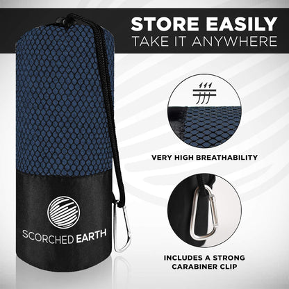 ScorchedEarth Microfiber Travel & Sports Towel Set (True Navy) - XL Set (39x70.5 & 12x24