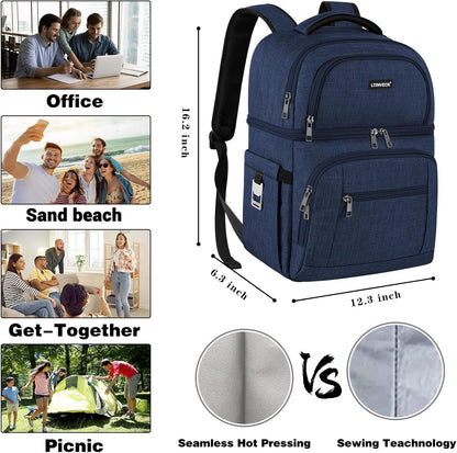 Cooler Backpack,Insulated Backpack Cooler Leakproof Double Deck Cooler Bag for Men Women RFID Lunch Backpack