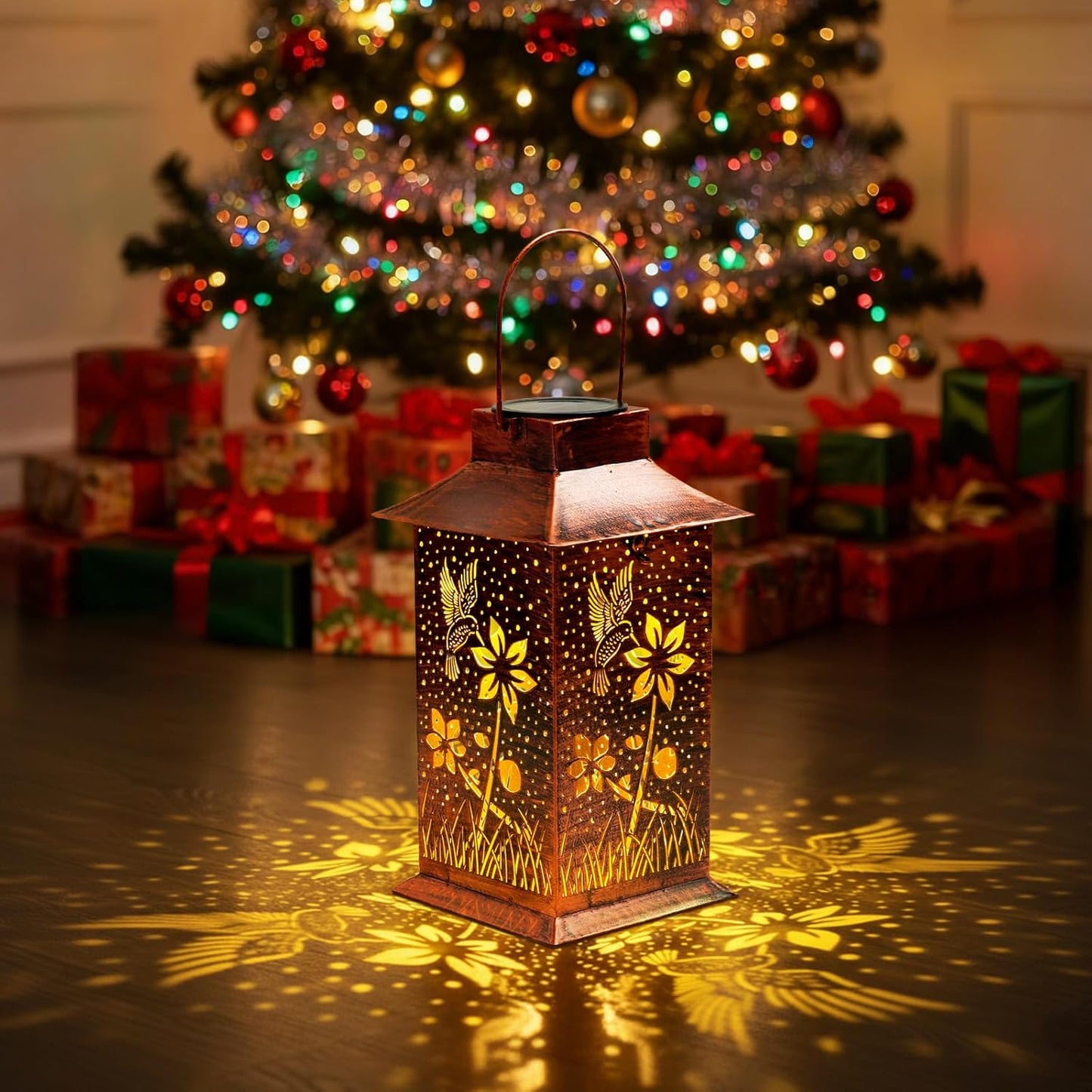 Homemory Hummingbird Solar Lanterns Waterproof, Metal Hanging Hollowed-Out Metal Decor Lantern, LED Outdoor Decoration for Outside LED Lanternse for Yard, Backyard, Porch, Lawn